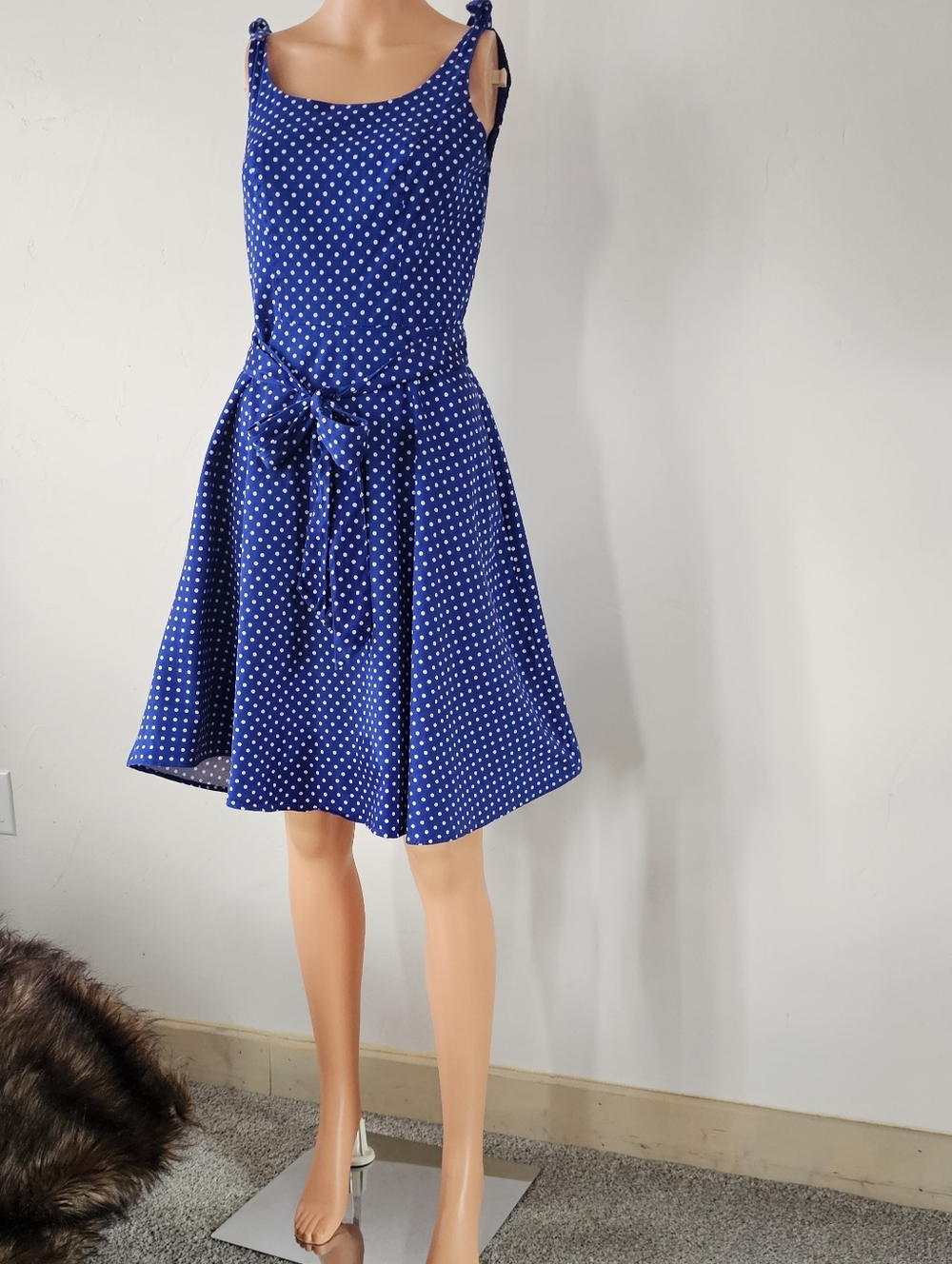 Blue Polka Dot Retro 1950s Rockabilly Swing Dress | M/L Bbonlinedress
